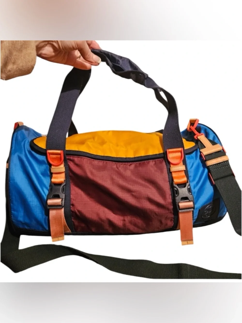 Tory Burch Sport Ripstop Nylon Color-Block Duffle Bag With Dusty